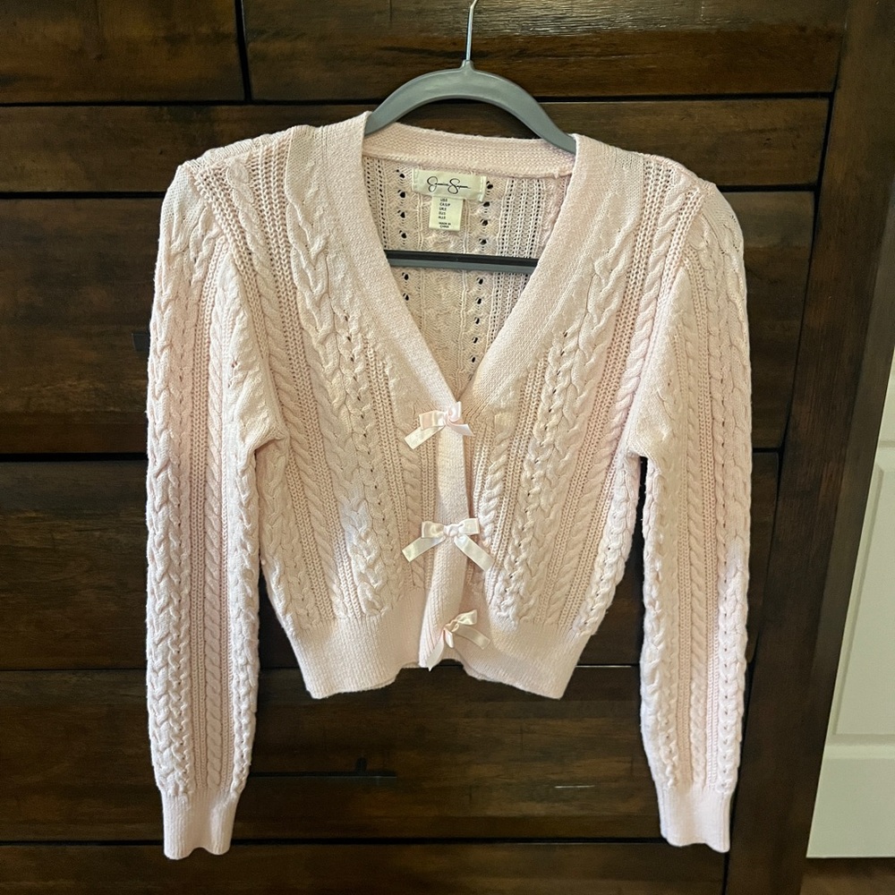 NWOT Jessica Simpson Light Pink Cable Knit Cardigan